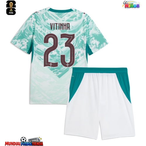 Camiseta Portugal Vitinha #23 Segunda Equipación Replica Mundial 2026 para niños mangas cortas (+ Pantalones cortos)